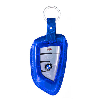 BMW SUV Key Fob Cover in Blue Crocodile