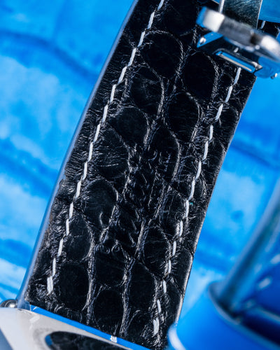 Bespoke Watch Strap in 2 Tone Blue Silver Alligator