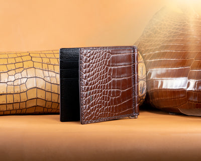 Bespoke Money Clip in Chocolate Brown Crocodile