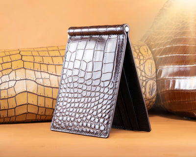 Bespoke Money Clip in Chocolate Brown Crocodile