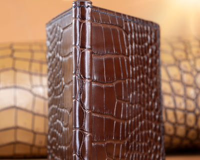 Bespoke Money Clip in Chocolate Brown Crocodile