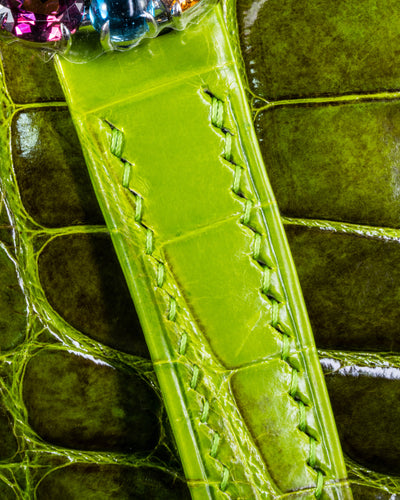 Bespoke Watch Strap in Apple Green Himalayan Crocodile