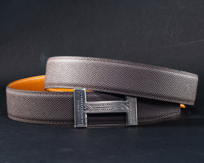 Bespoke Reversible Belt in Etoupe & Brown Epsom