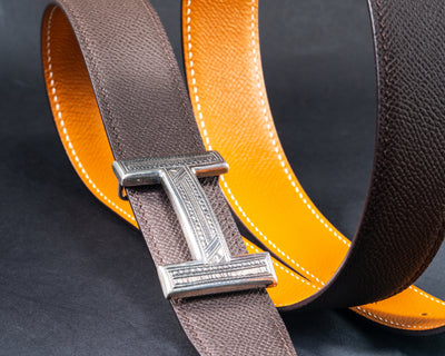 Bespoke Reversible Belt in Etoupe & Brown Epsom