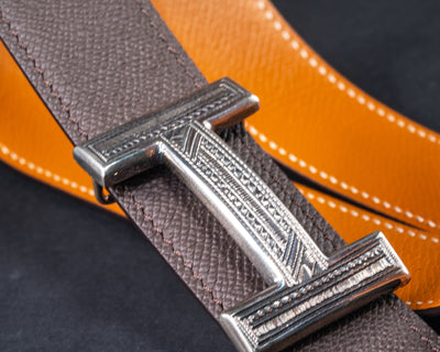 Bespoke Reversible Belt in Etoupe & Brown Epsom