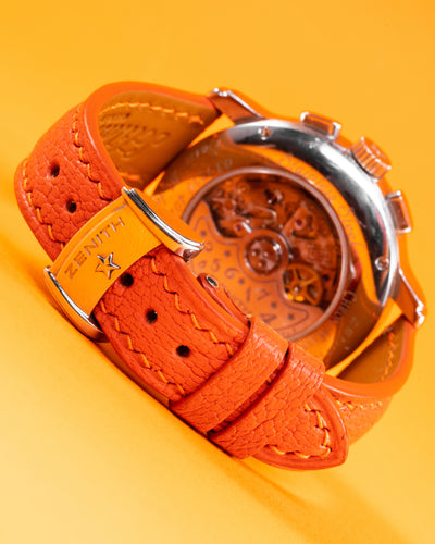Bespoke Watch Strap in Orange Chevre