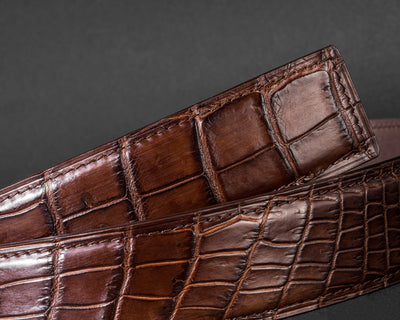 Bespoke Reversible Belt in Brown Crocodile