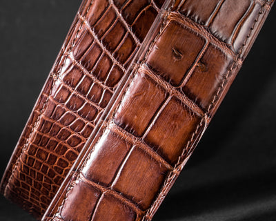 Bespoke Reversible Belt in Brown Crocodile