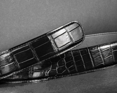 Bespoke Reversible Belt in Black Crocodile & Black Box