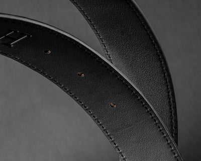 Bespoke Reversible Belt in Black Crocodile & Black Box