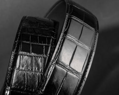 Bespoke Reversible Belt in Black Crocodile & Black Box