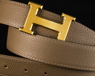 Bespoke Reversible Belt in Etoupe Togo & Brown Epsom