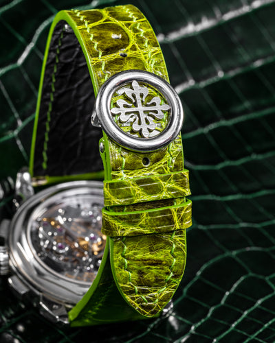 Bespoke Watch Strap in Apple Green Himalayan Crocodile