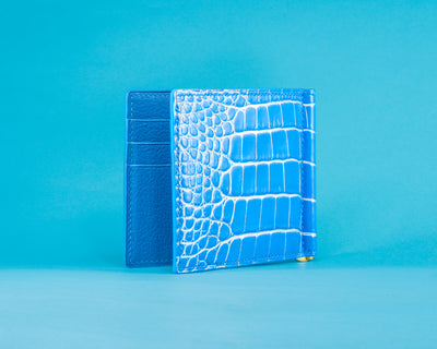 Bespoke Money Clip in Silver Blue Alligator