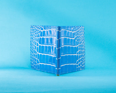 Bespoke Money Clip in Silver Blue Alligator