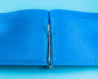 Bespoke Money Clip in Silver Blue Alligator