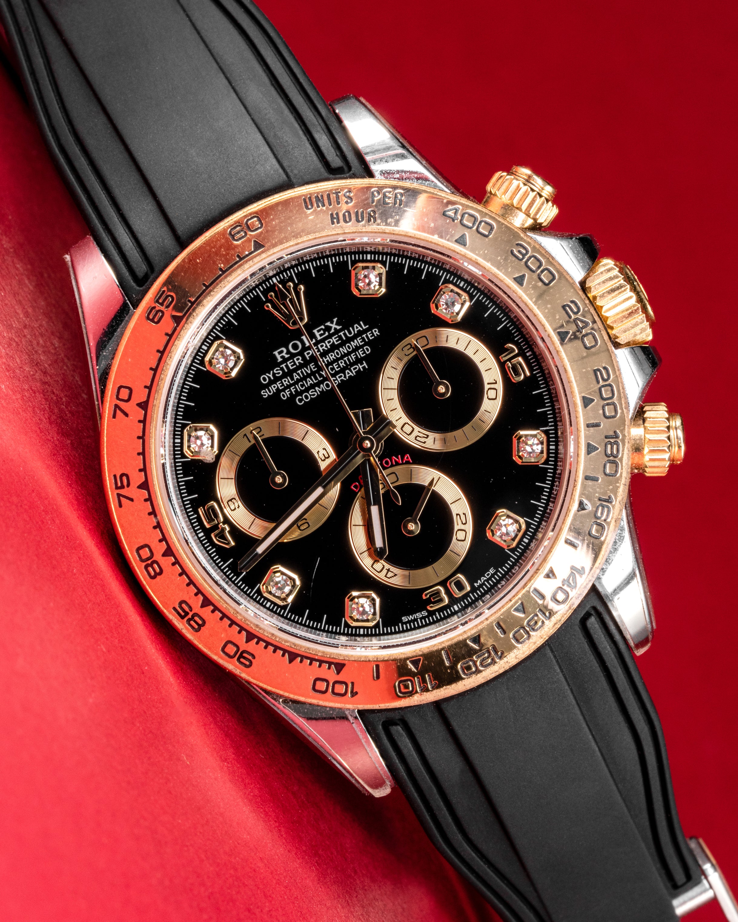 Solitaire Rubber straps in Classic Black for Rolex Daytona 116503