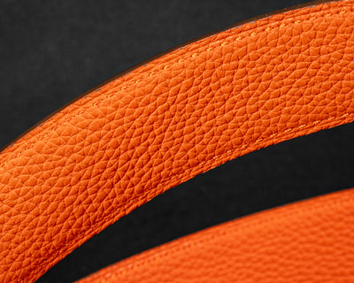 Bespoke Reversible Belt in Natural Himalayan Crocodile & Orange Togo