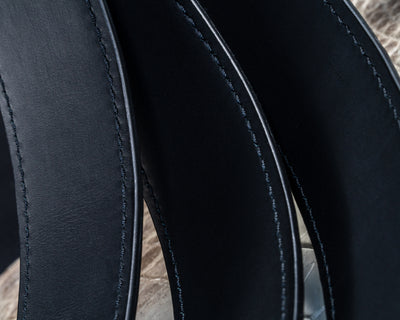 Bespoke Reversible Belt in Grey Crocodile & Black Box