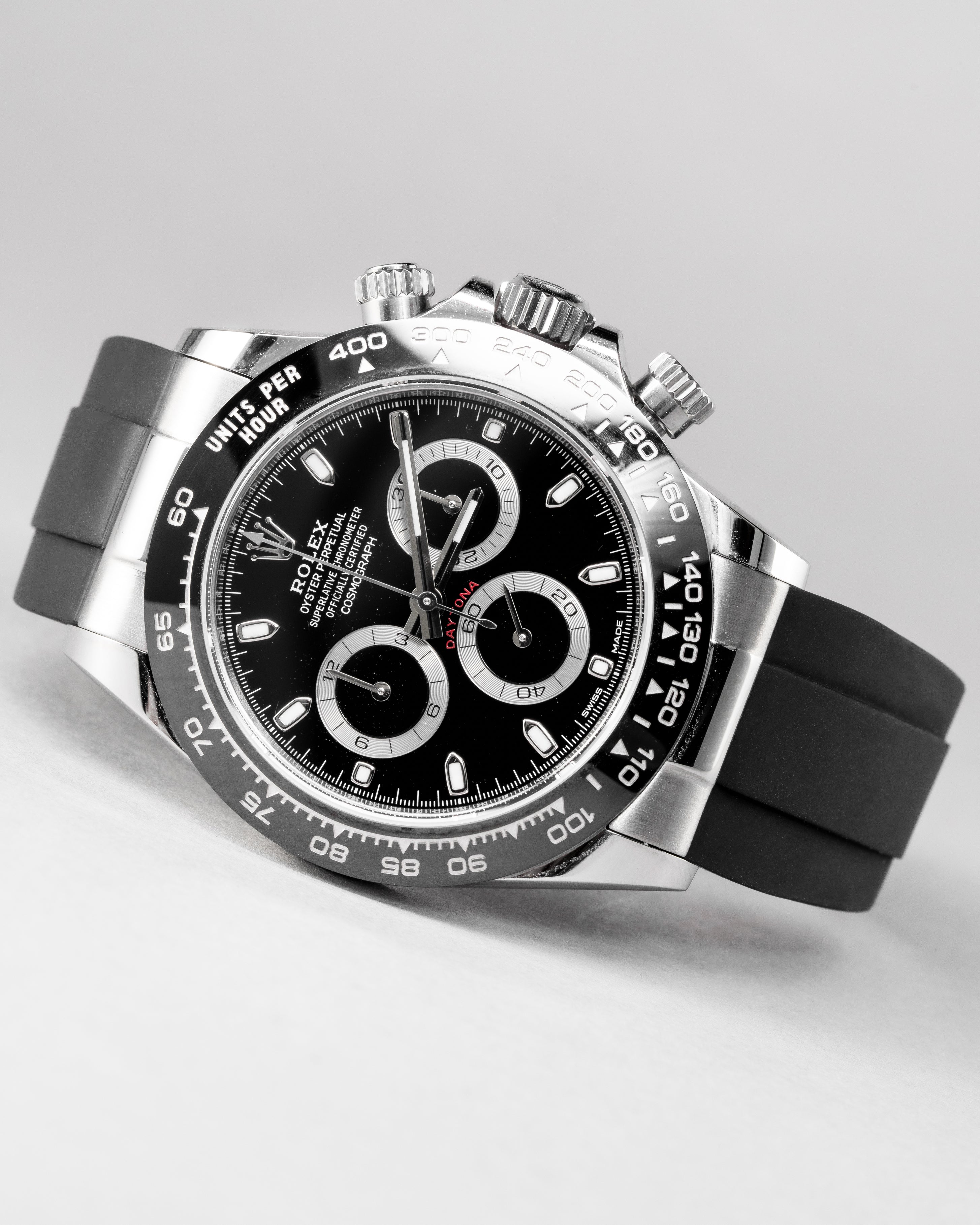 Solitaire Rubber straps in Classic Black for Rolex Daytona 116500