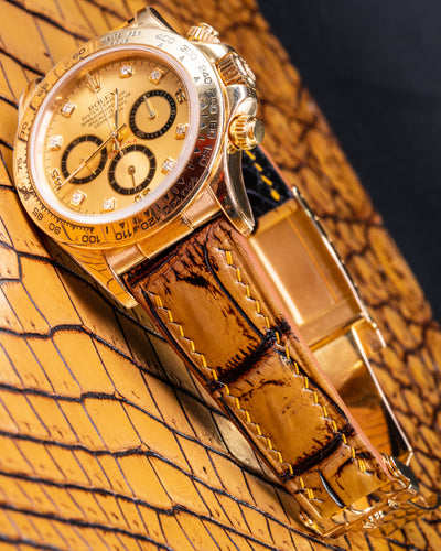 Bespoke Watch Strap in 2 Tone Chestnut Brown Crocodile