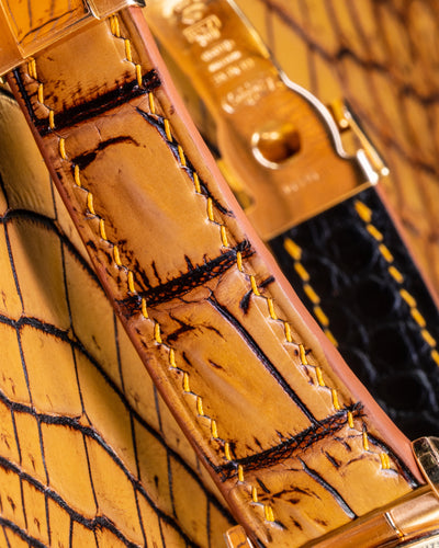 Bespoke Watch Strap in 2 Tone Chestnut Brown Crocodile