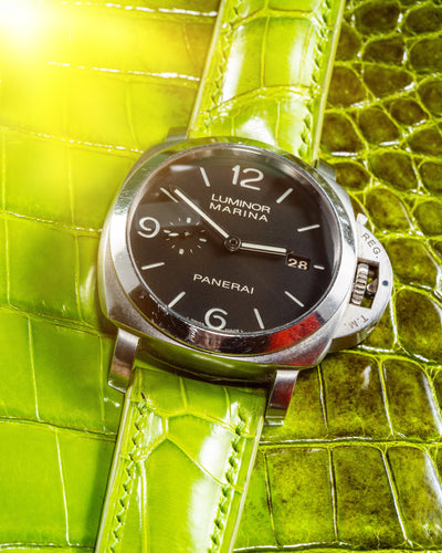 Bespoke Watch Strap in Apple Green Himalayan Crocodile