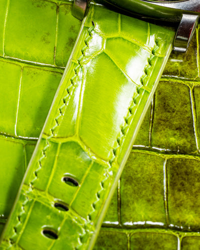 Bespoke Watch Strap in Apple Green Himalayan Crocodile