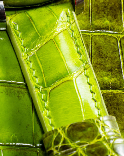 Bespoke Watch Strap in Apple Green Himalayan Crocodile