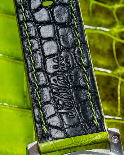 Bespoke Watch Strap in Apple Green Himalayan Crocodile