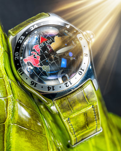 Bespoke Watch Strap in Apple Green Himalayan Crocodile