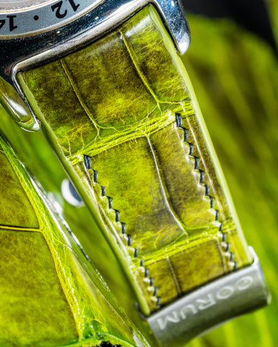 Bespoke Watch Strap in Apple Green Himalayan Crocodile
