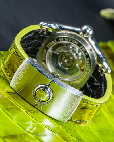 Bespoke Watch Strap in Apple Green Himalayan Crocodile