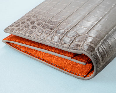 Bespoke Long Wallet in Grey Himalayan Crocodile