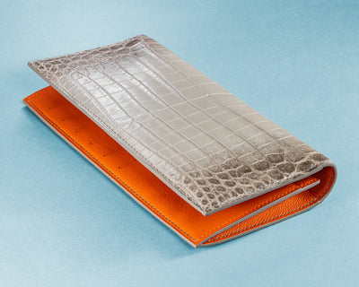 Bespoke Long Wallet in Grey Himalayan Crocodile
