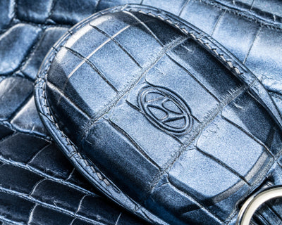 Bespoke Key Fob Cover in Metallic Black Crocodile