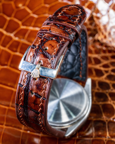 Bespoke Watch Strap in 2 Tone Dark Brown Crocodile