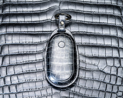 Bespoke Key Fob Cover in Metallic Black Crocodile