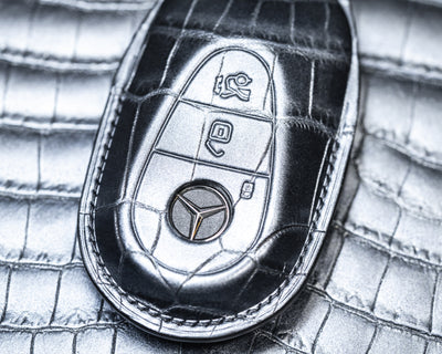 Bespoke Key Fob Cover in Metallic Black Crocodile