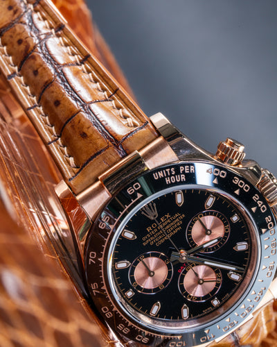 Bespoke Watch Strap in 2 Tone Chestnut Brown Crocodile