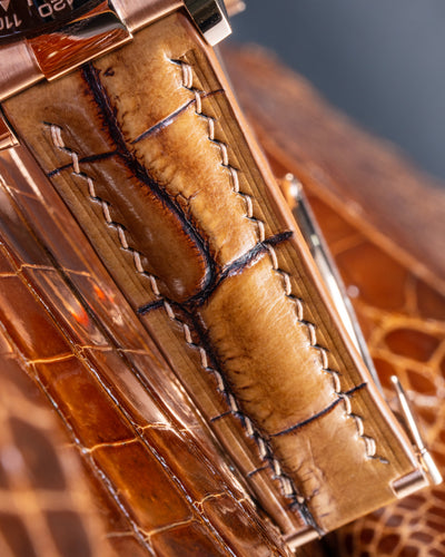 Bespoke Watch Strap in 2 Tone Chestnut Brown Crocodile