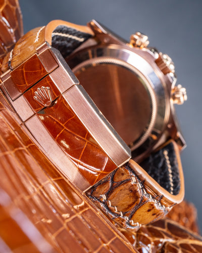 Bespoke Watch Strap in 2 Tone Chestnut Brown Crocodile