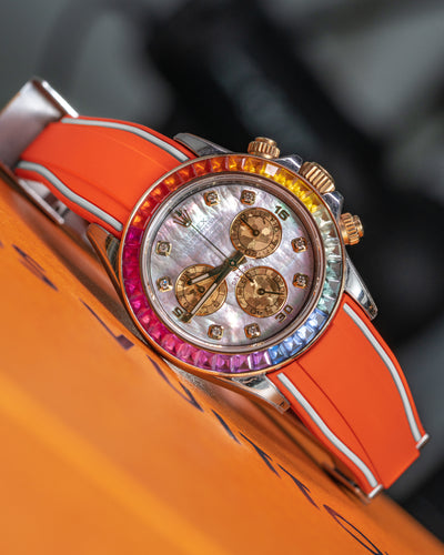 Solitaire Rubber straps in Frosted Orange for Rolex Daytona 116508