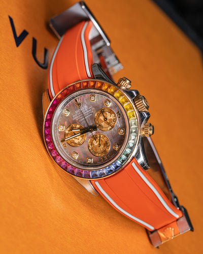 Solitaire Rubber straps in Frosted Orange for Rolex Daytona 116508