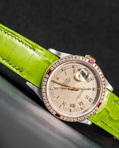 Bespoke Watch Strap in Apple Green Himalayan Crocodile