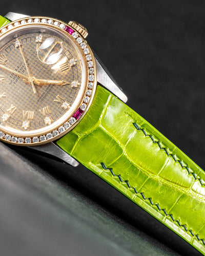 Bespoke Watch Strap in Apple Green Himalayan Crocodile