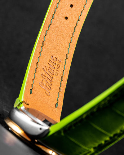 Bespoke Watch Strap in Apple Green Himalayan Crocodile