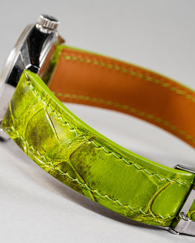 Bespoke Watch Strap in Apple Green Himalayan Crocodile