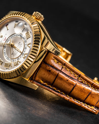 Bespoke Watch Strap in 2 Tone Chestnut Brown Crocodile