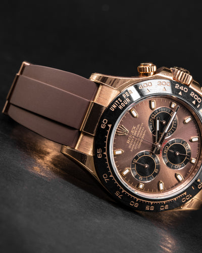 Solitaire Rubber straps in Chocolate Brown for Rolex Daytona 116515